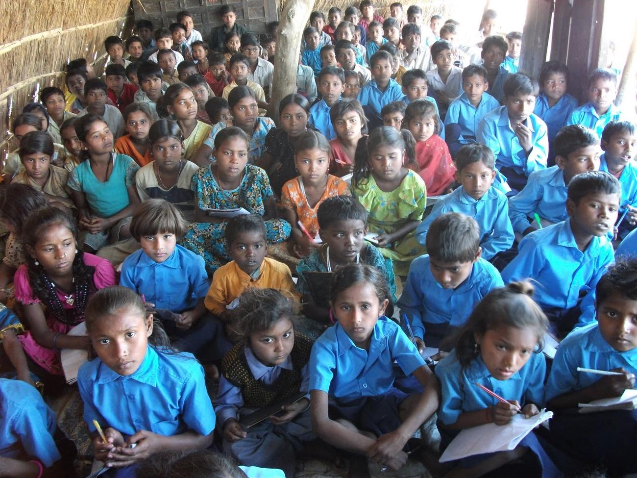 School waste management awareness session with students in Bihar